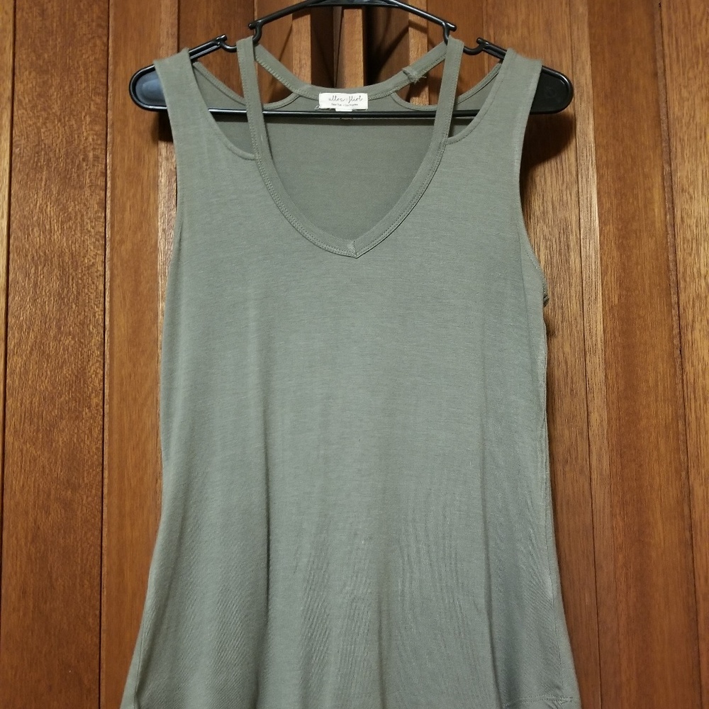 Green Tank Top- Cut out strap